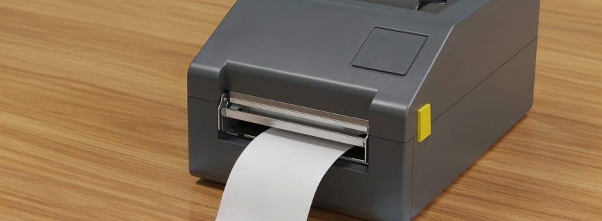 label-printer-wooden-surface